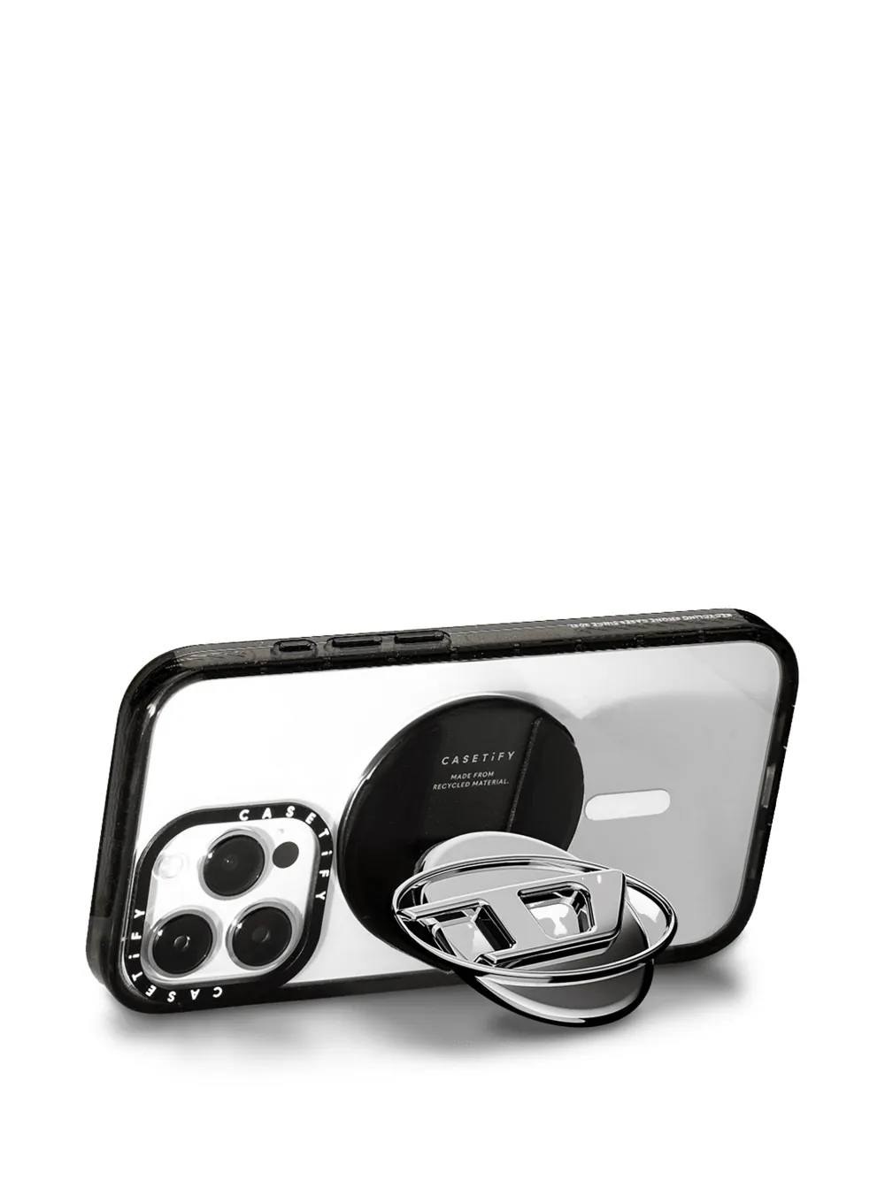 Diesel x CASETiFY telefoonhouder met logoplakkaat Zilver