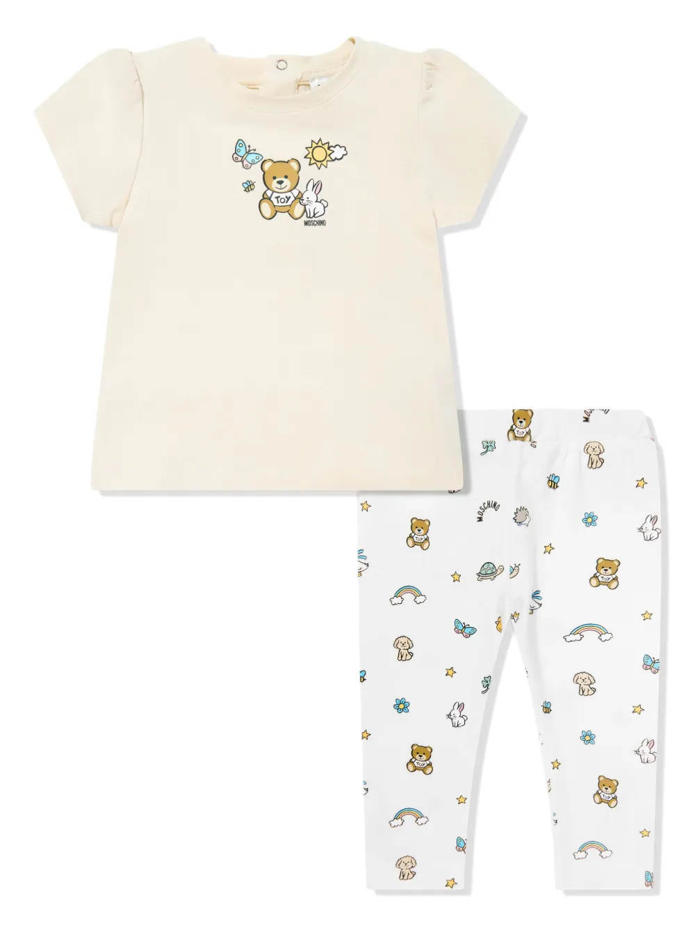 Moschino Kids Top en legging met Teddy Bear-print Wit