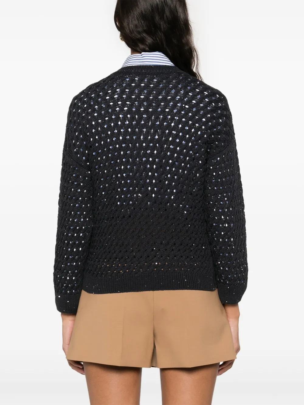 Shop Peserico Open-knit T-shirt In Blue