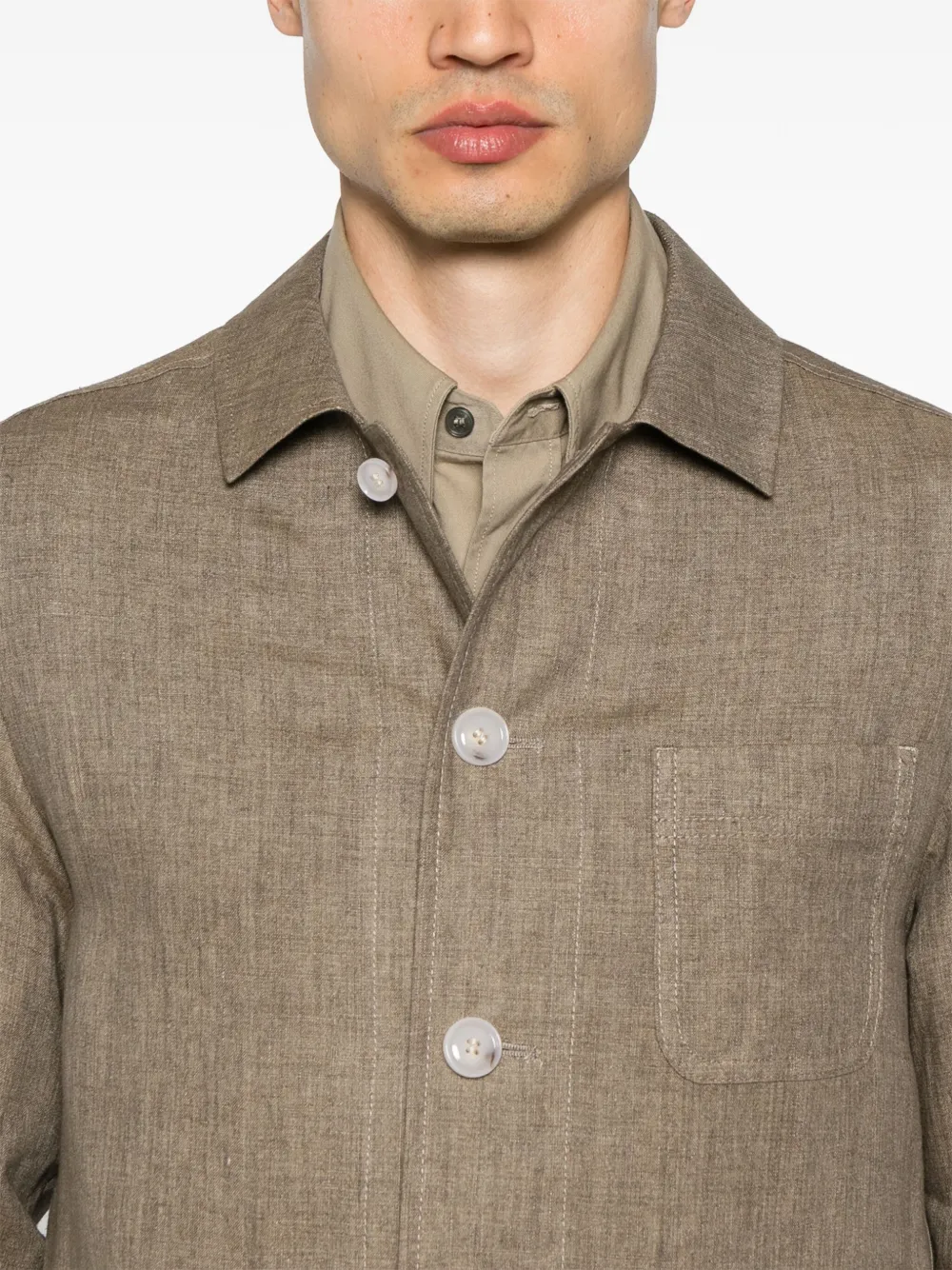BOSS Linnen shirtjack Beige