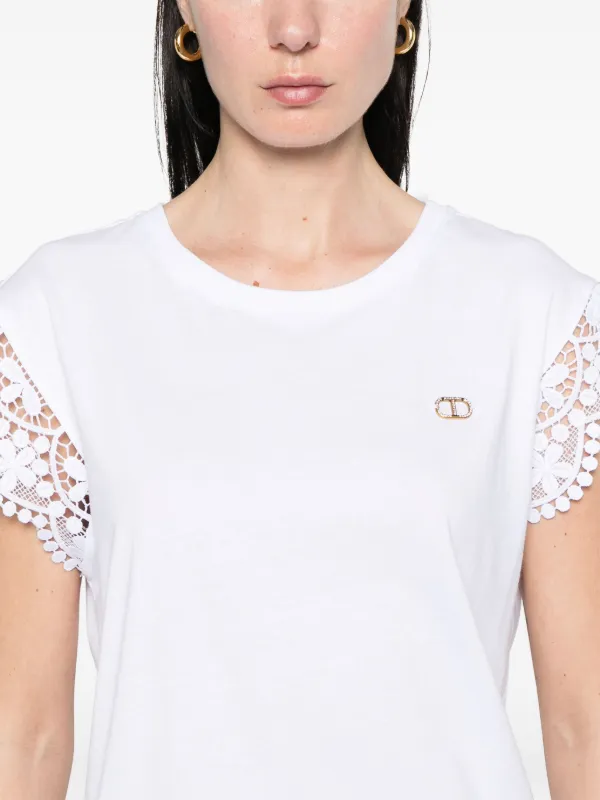 トップス zaineoxg998 TWINSET lace-detail T-shirt | White | FARFETCH CA