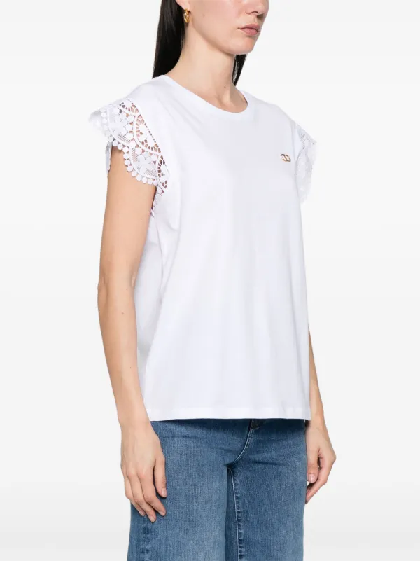 TWINSET lace-detail T-shirt | White | FARFETCH CA