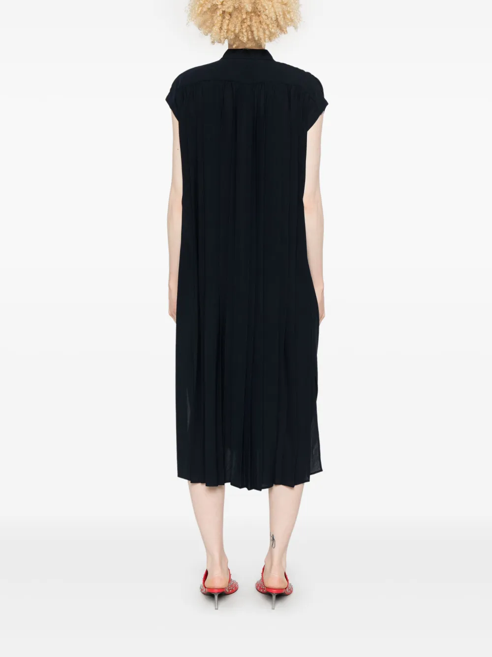 Joseph Davidge Sleeveless Pleated Midi Dress In Blau