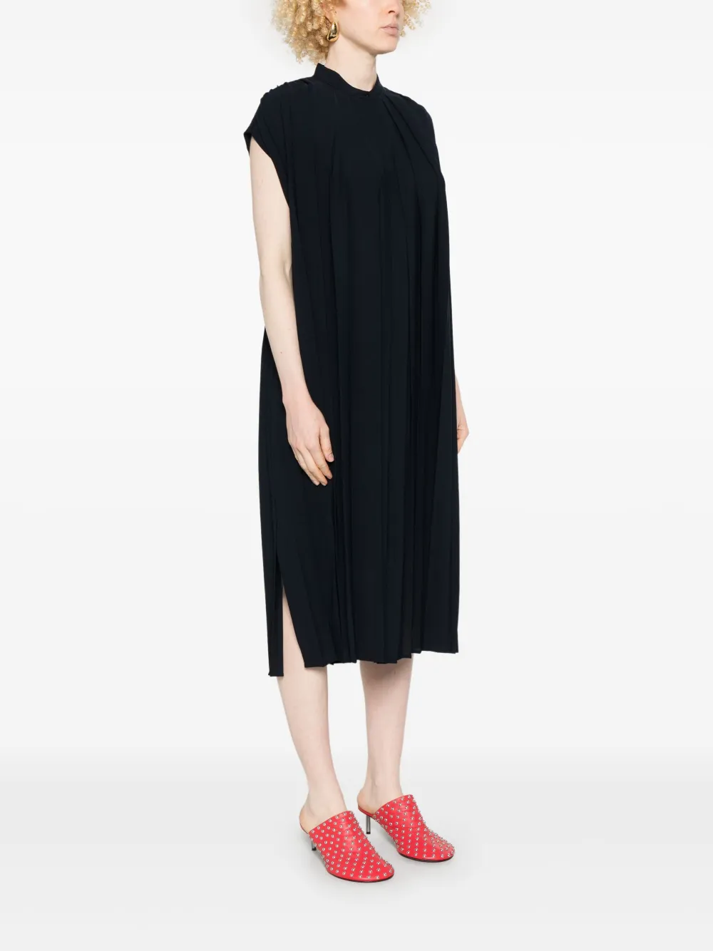 Joseph Davidge Sleeveless Pleated Midi Dress In Blau