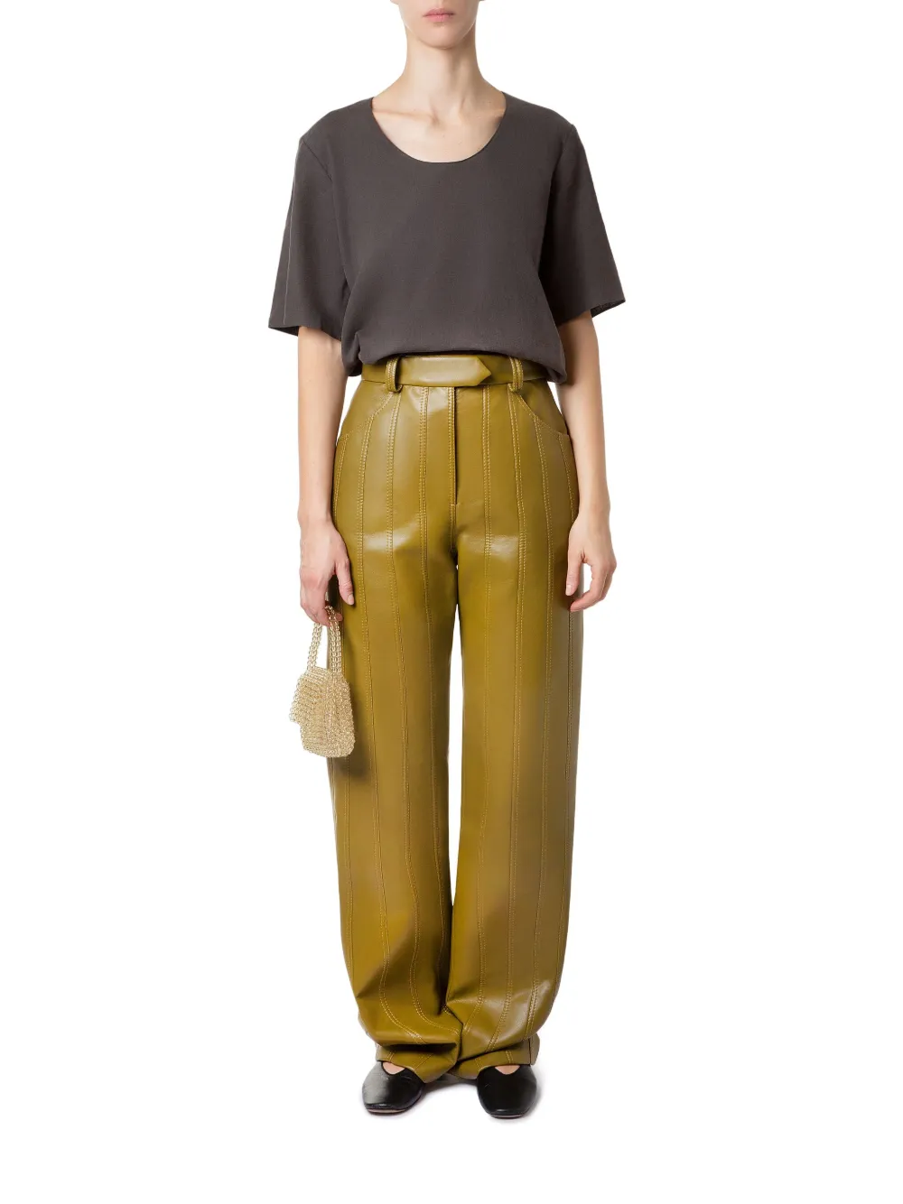 Aleksandre Akhalkatsishvili Faux-leather Trousers In Green
