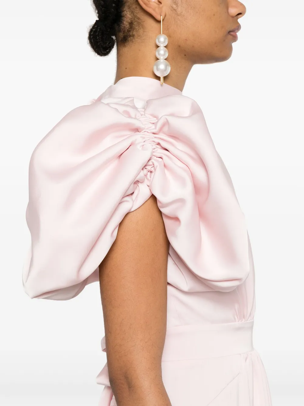 ROTATE BIRGER CHRISTENSEN puff-sleeve Satin Midi Dress
