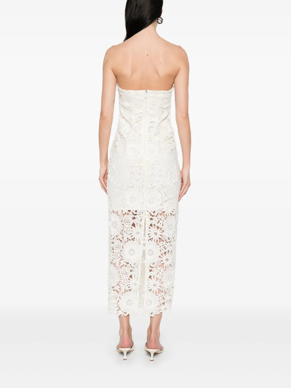 ROTATE BIRGER CHRISTENSEN 3D kanten midi-jurk Beige