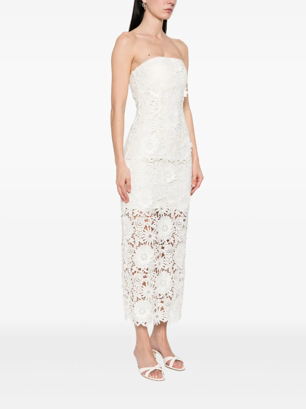 ROTATE BIRGER CHRISTENSEN 3D kanten midi-jurk Beige