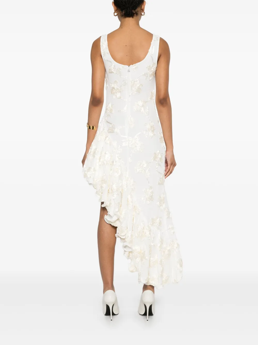 ROTATE BIRGER CHRISTENSEN Jurk met mesh en ruches Beige