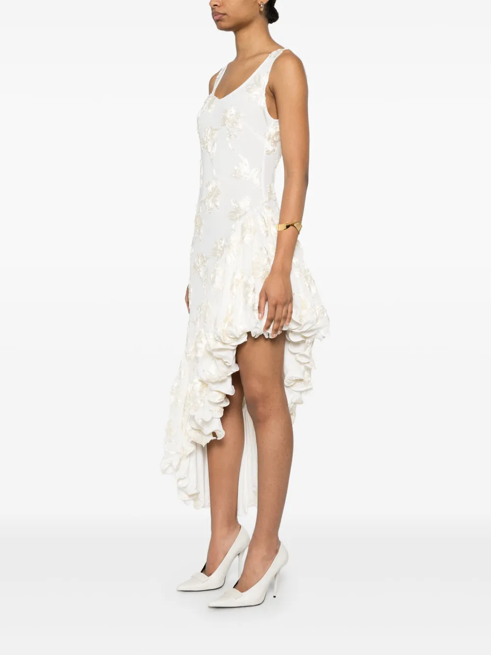ROTATE BIRGER CHRISTENSEN Jurk met mesh en ruches Beige