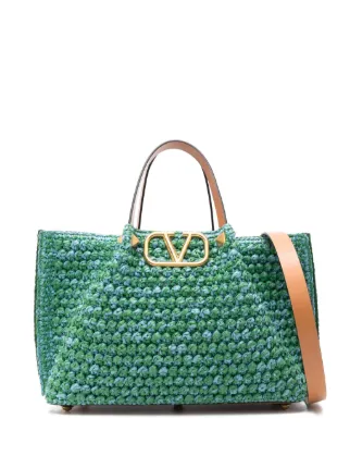 Valentino Garavani Bolsa Média Em Crochê De Ráfia | Azul | FARFETCH BR