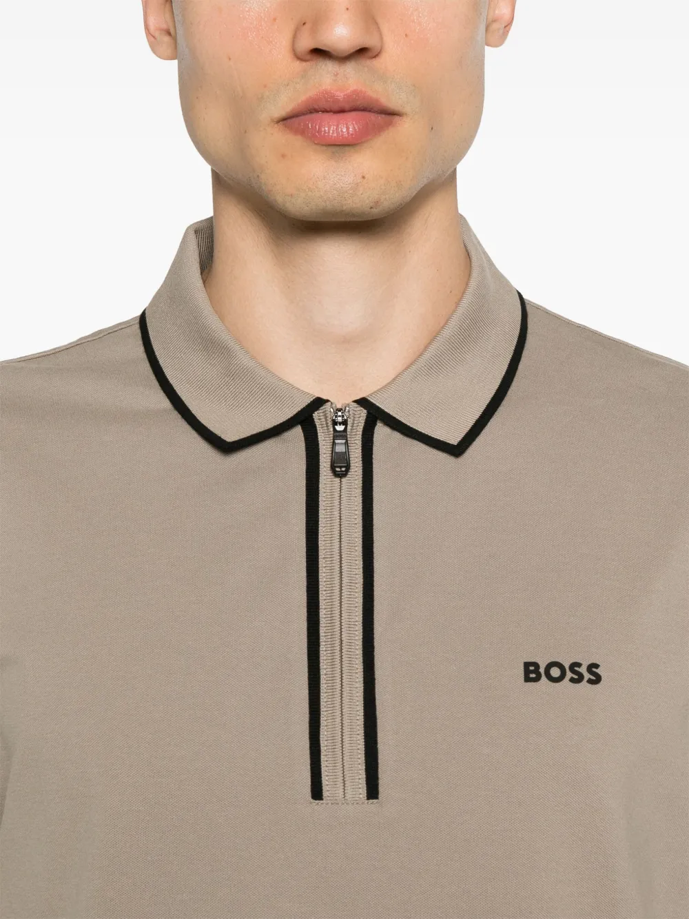 BOSS Poloshirt met contrasterende strepen Beige