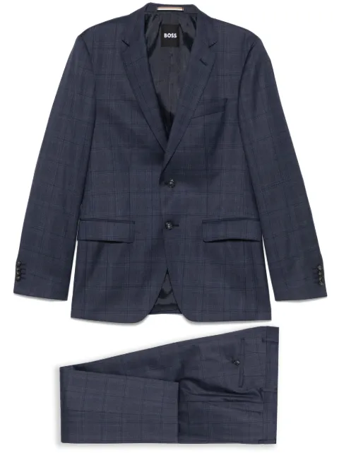 BOSS check-pattern single-breasted suit