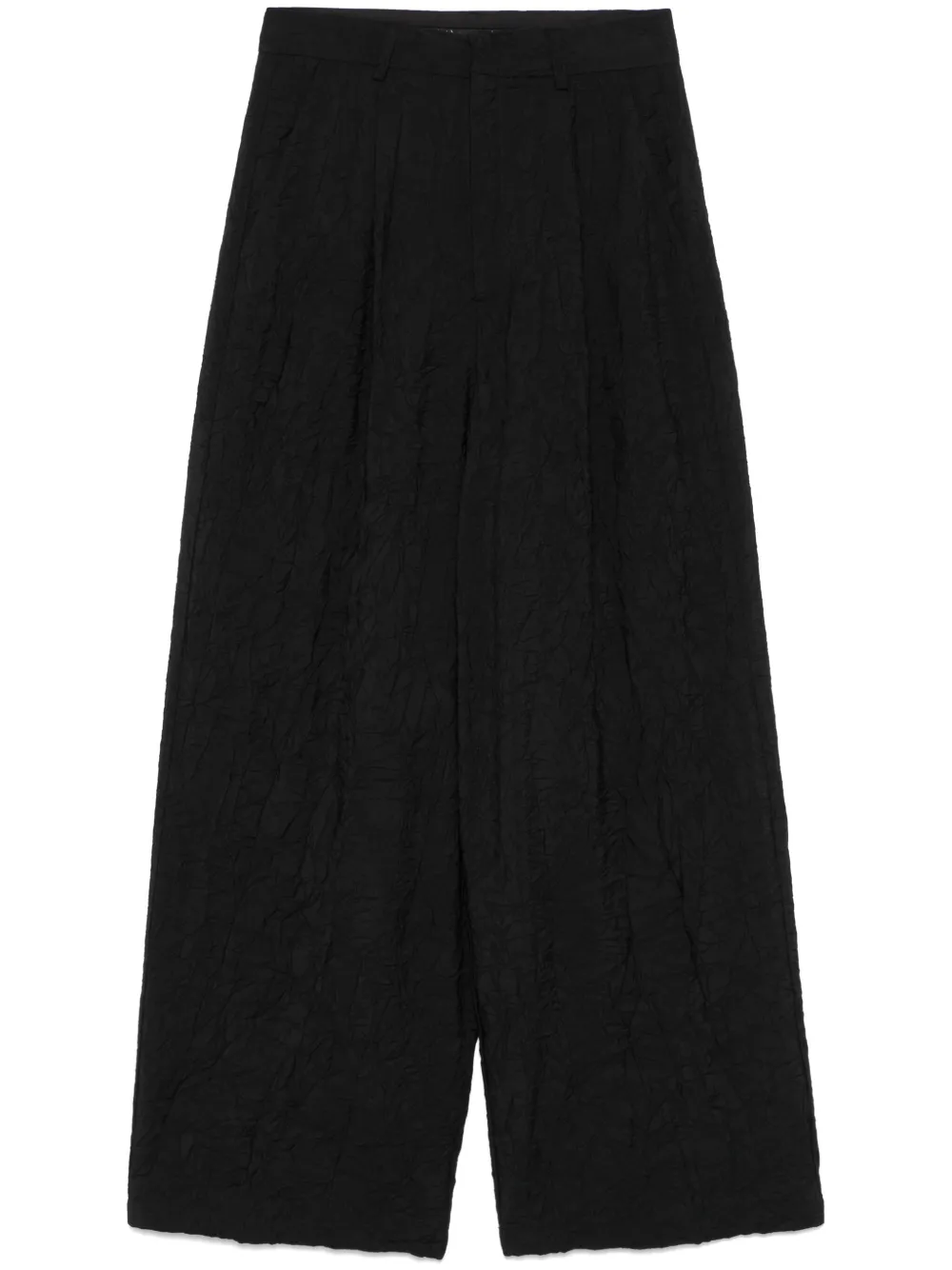 crinkled wide trousers