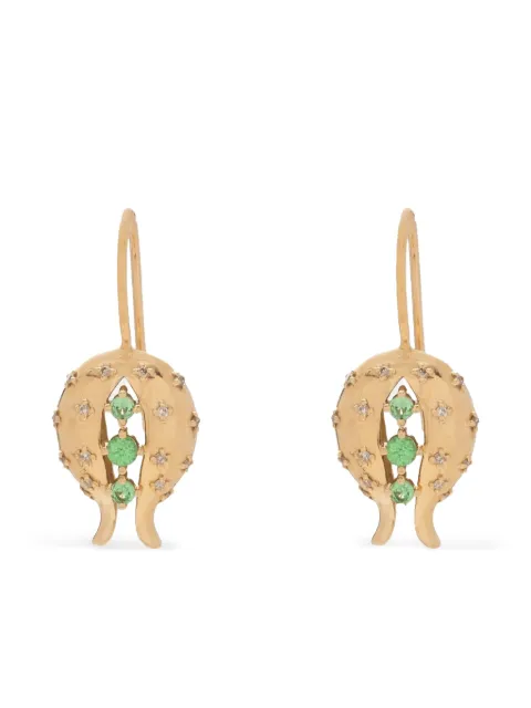 Tamara Taichman 14kt yellow gold diamond and tsavorite earrings