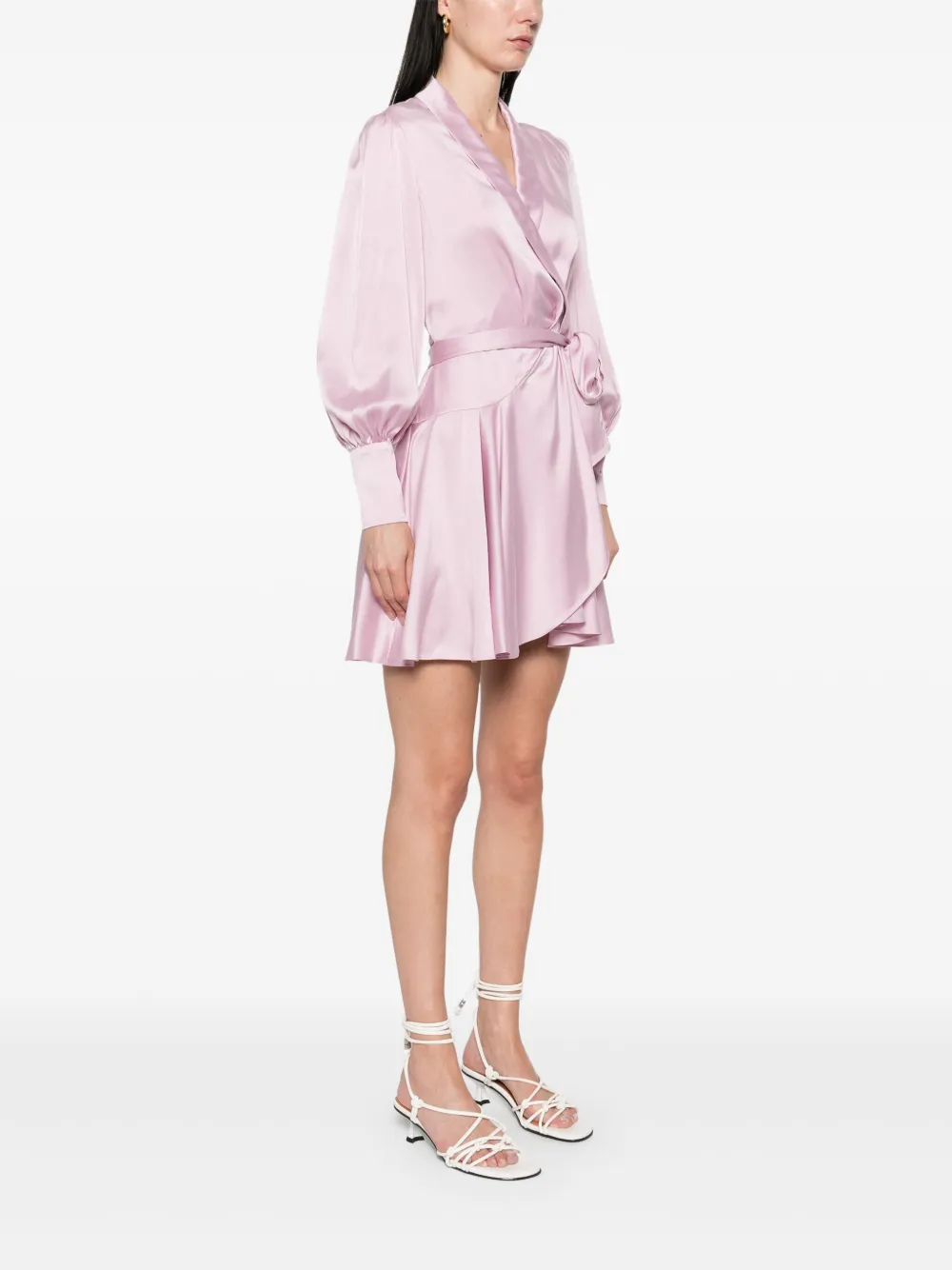 ZIMMERMANN Zijden mini-wikkeljurk Roze