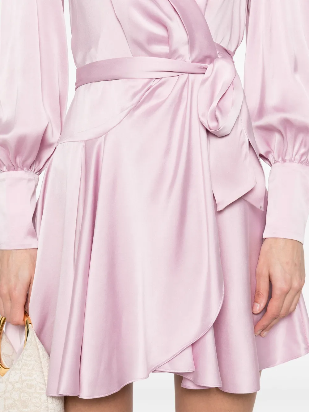 ZIMMERMANN Zijden mini-wikkeljurk Roze