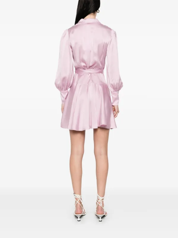【Zimmermann】ロングスリーブ ラップ ミニドレス ZIMMERMANN シルク ラップミニドレス | ピンク | FARFETCH JP