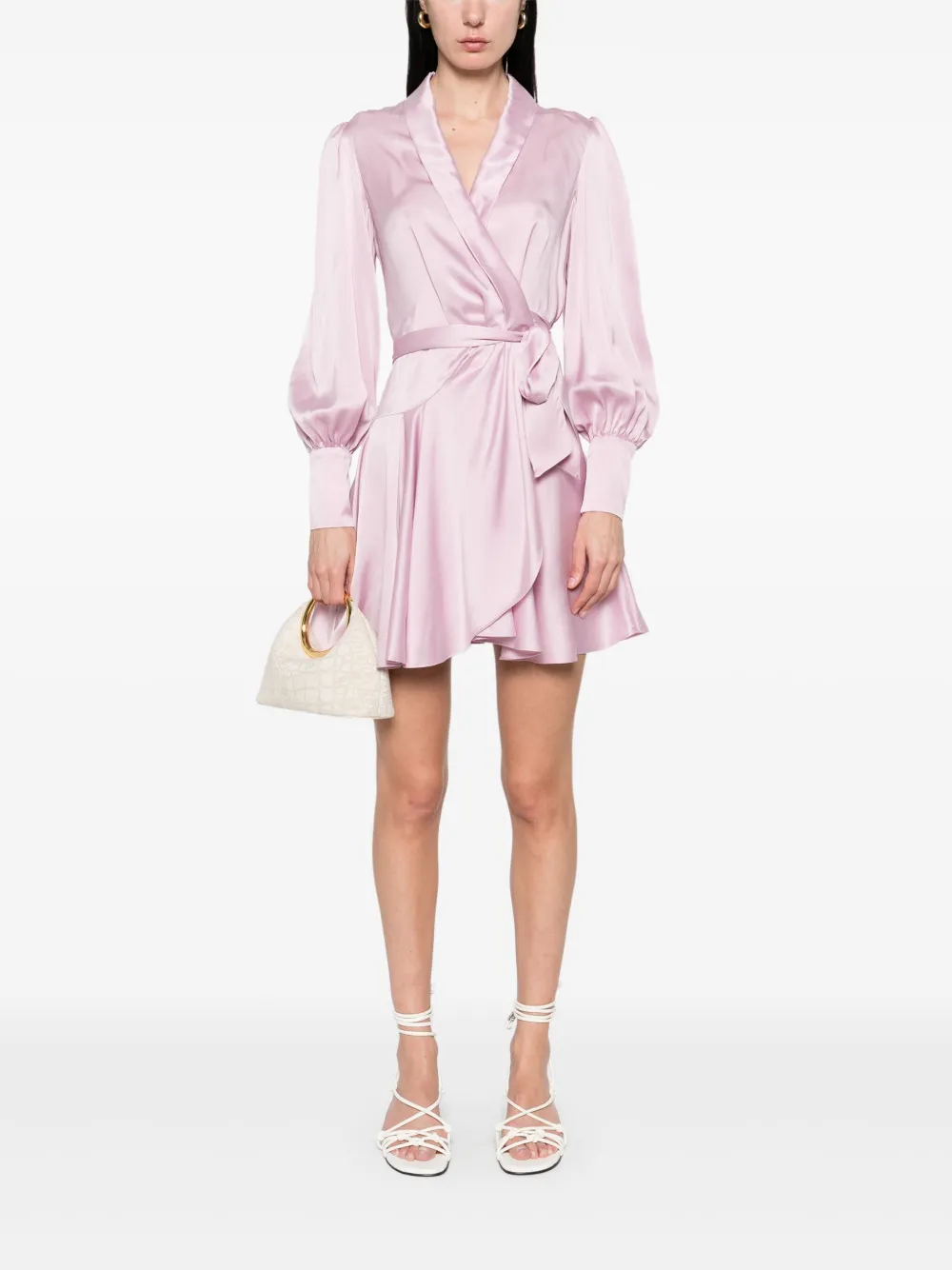 ZIMMERMANN Zijden mini-wikkeljurk - Roze