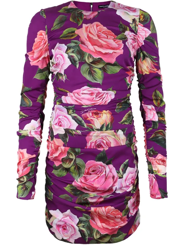 Dolce & Gabbana Floral Print Dress - Purple Dolce & Gabbana Floral Print Dress - Purple