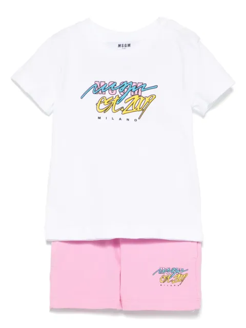 MSGM Kids logo-print shorts set