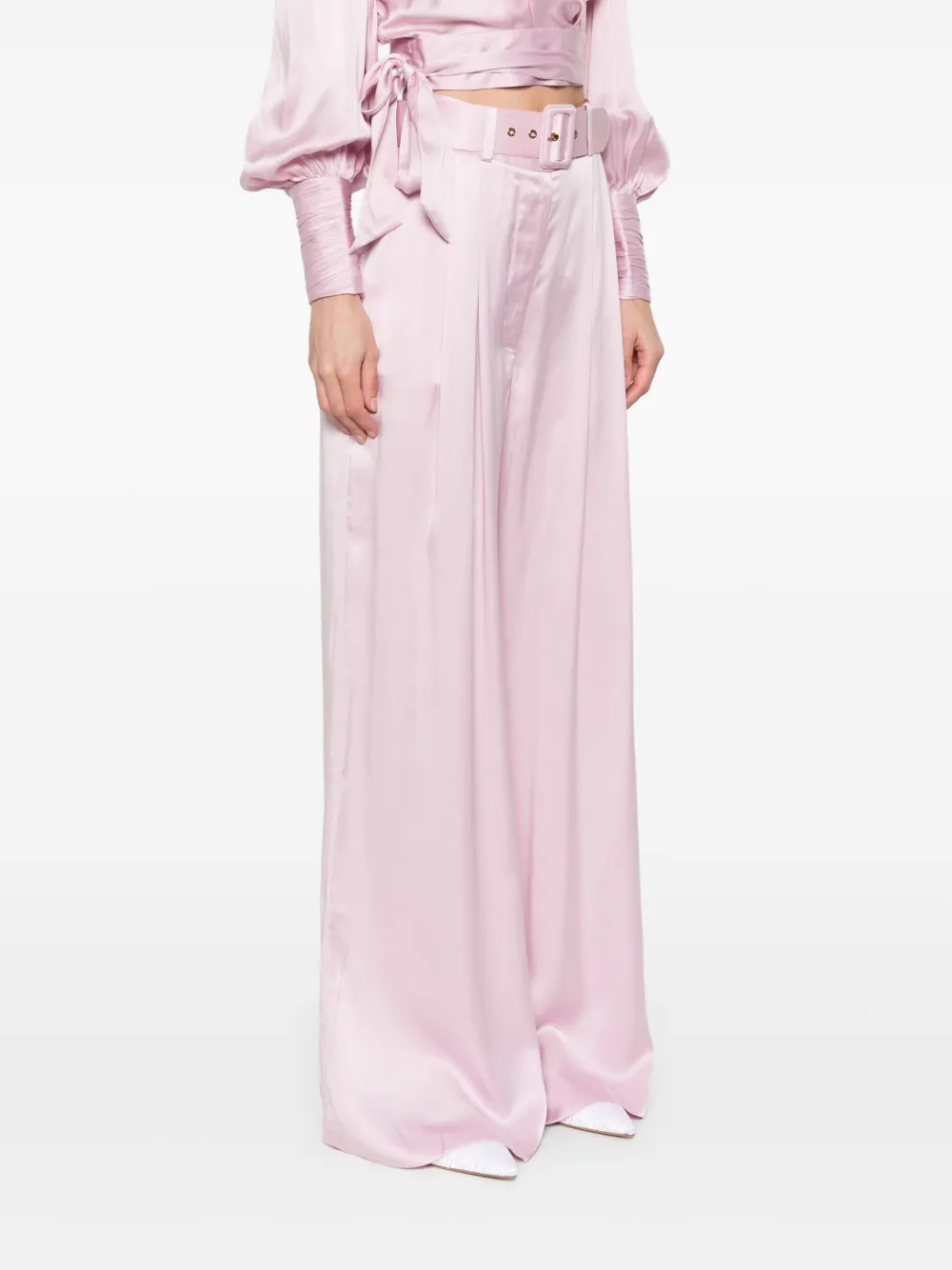 ZIMMERMANN Zijden gesmockte broek Roze