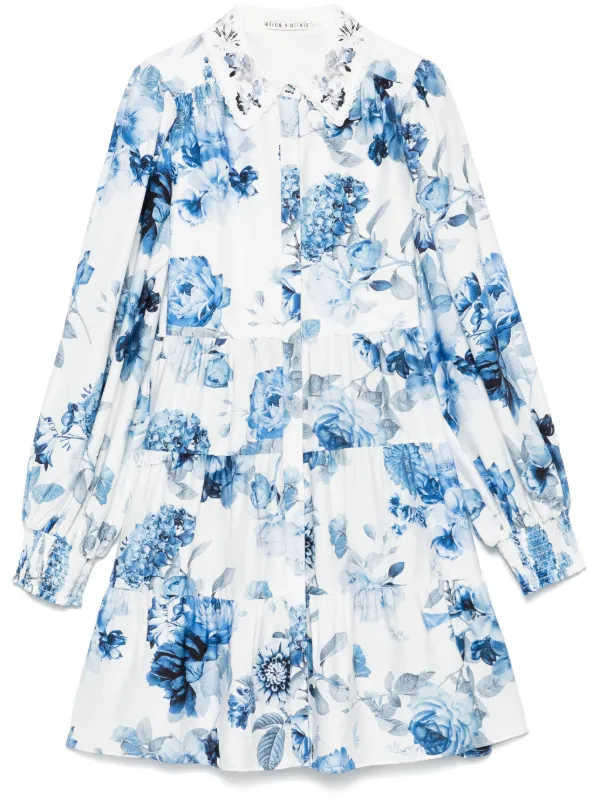 花柄の美しい刺繍♪【alice+olivia】 WYNELL ミニドレス Alice + Olivia Wynell Toile De Jouy Print Minidress | Saks