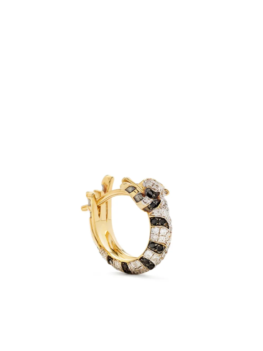 Yvonne Léon 9CT Yellow Gold Mini Créoles Felin Diamond and Tsavorite Hoop Earrings, view 3