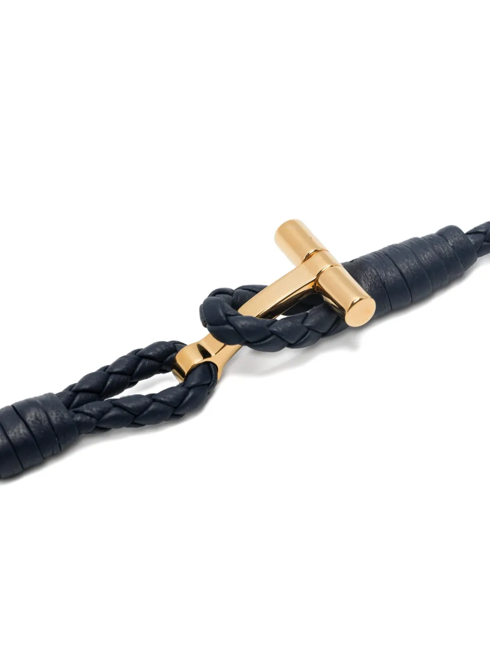 Tom Ford Braided Leather Bracelet In Blue