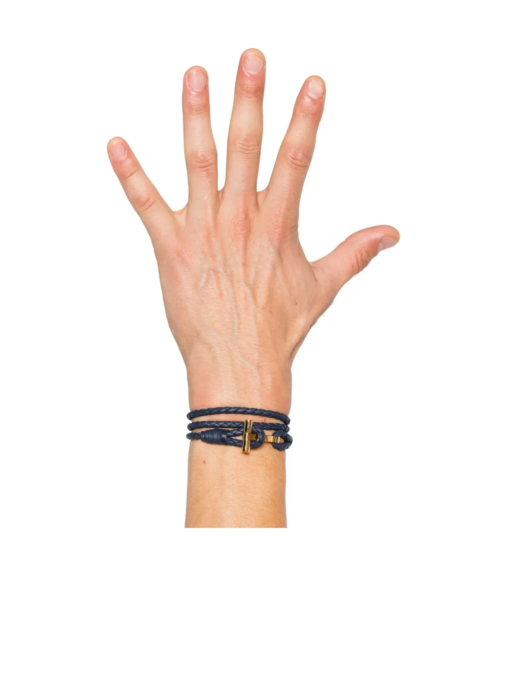 Tom Ford Braided Leather Bracelet In Blue