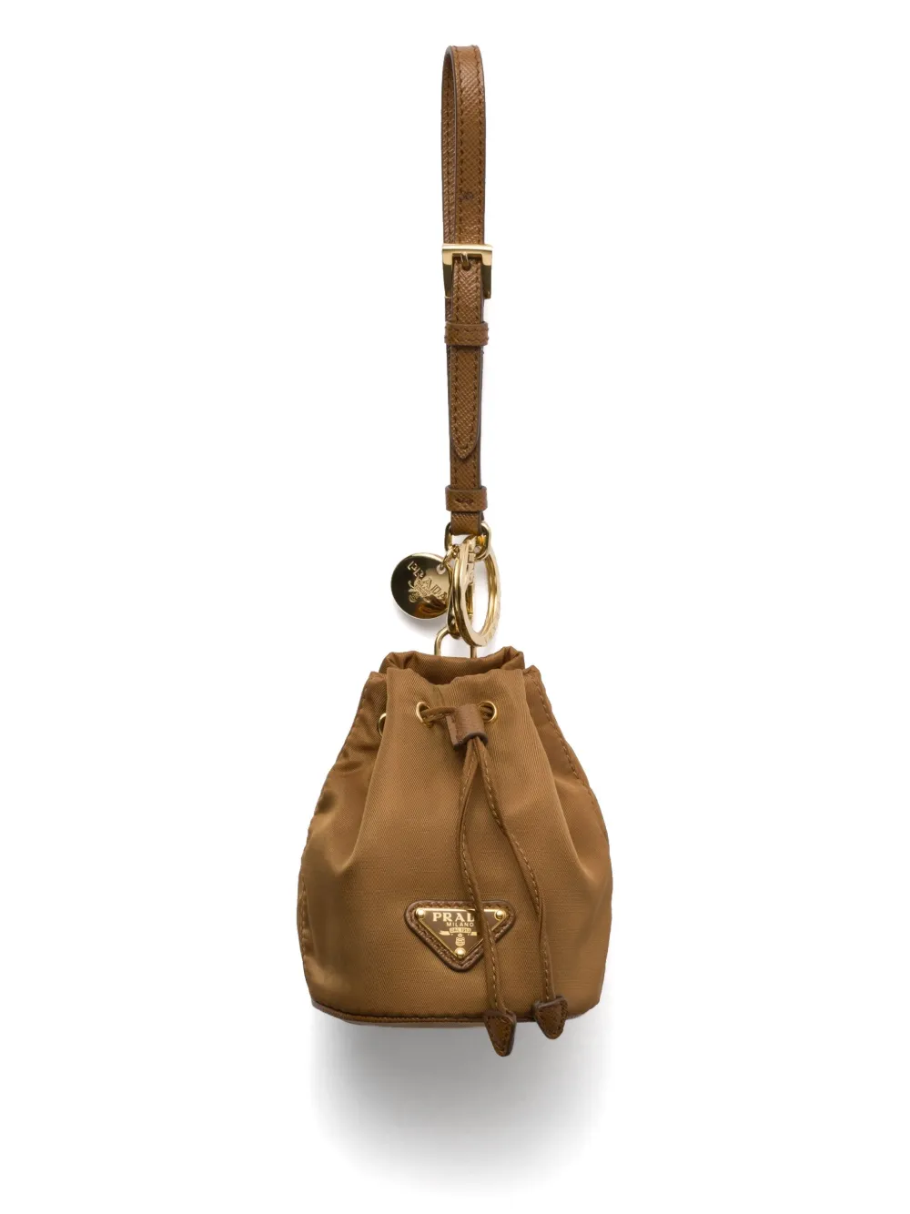 Prada Icon Re-Nylon mini-tassenbedel Bruin