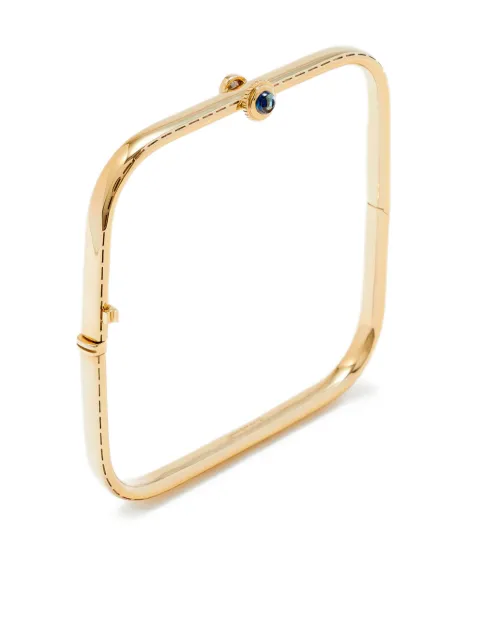 Yvonne Léon pulsera Jonc Gousset en oro amarillo de 9kt con diamantes y zafiro