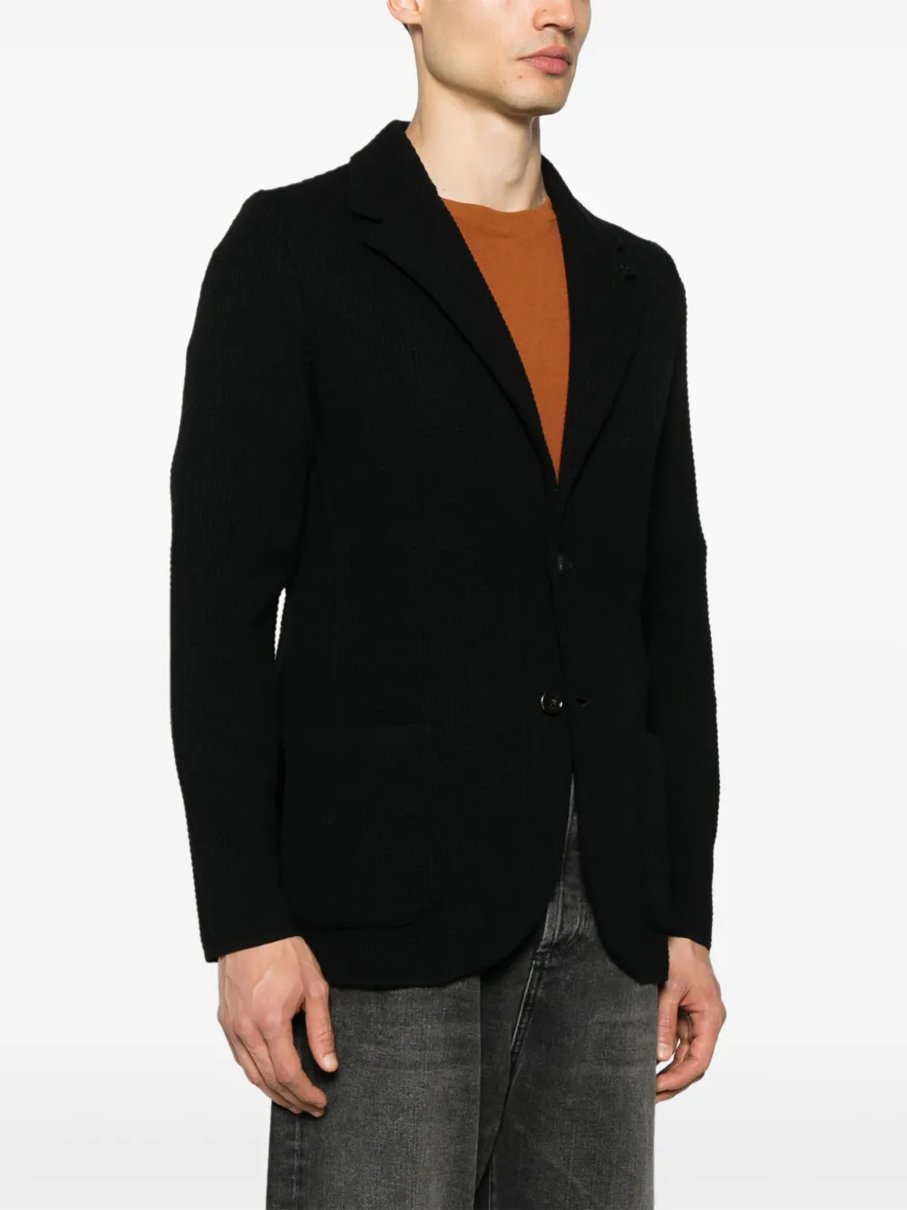 Lardini Blazer met wafelpatroon Zwart