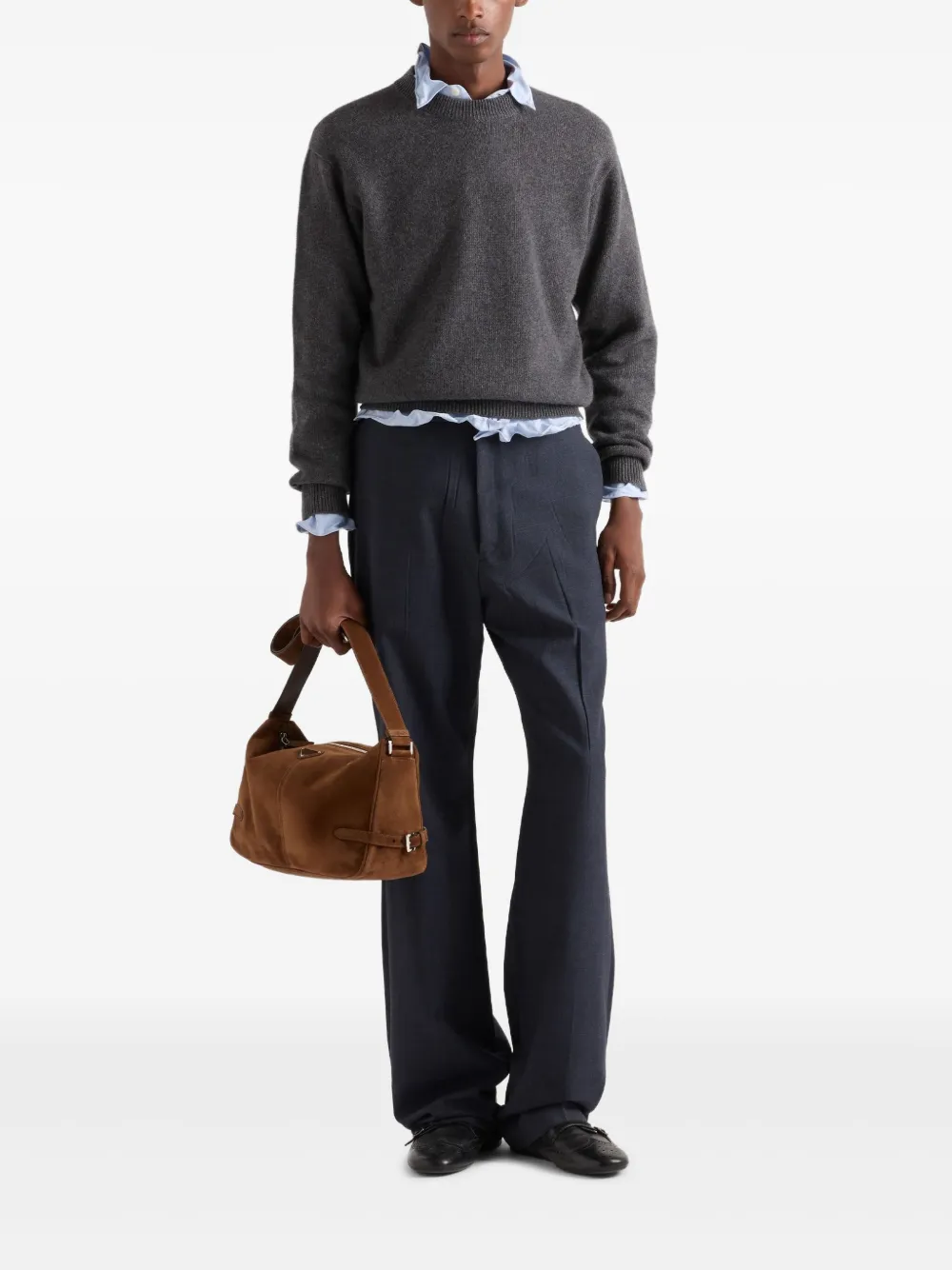 Prada Trui met logopatch - Grijs