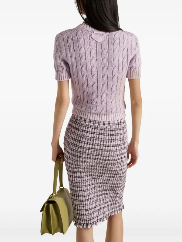 Prada crew-neck Cotton Top | Purple | FARFETCH KW