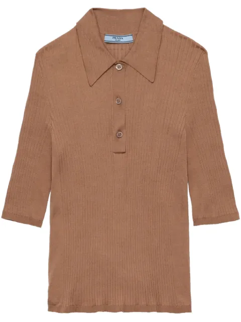 Prada Polo in cotone con ricamo logo