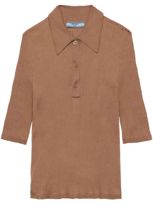 Prada Cotton Polo Shirt in Brown