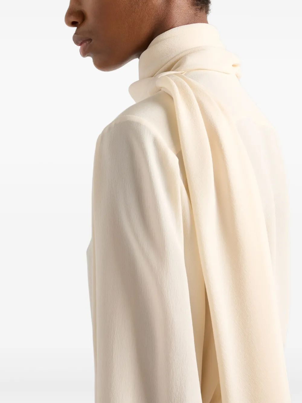 Prada Blouse met sjaaldetail Beige
