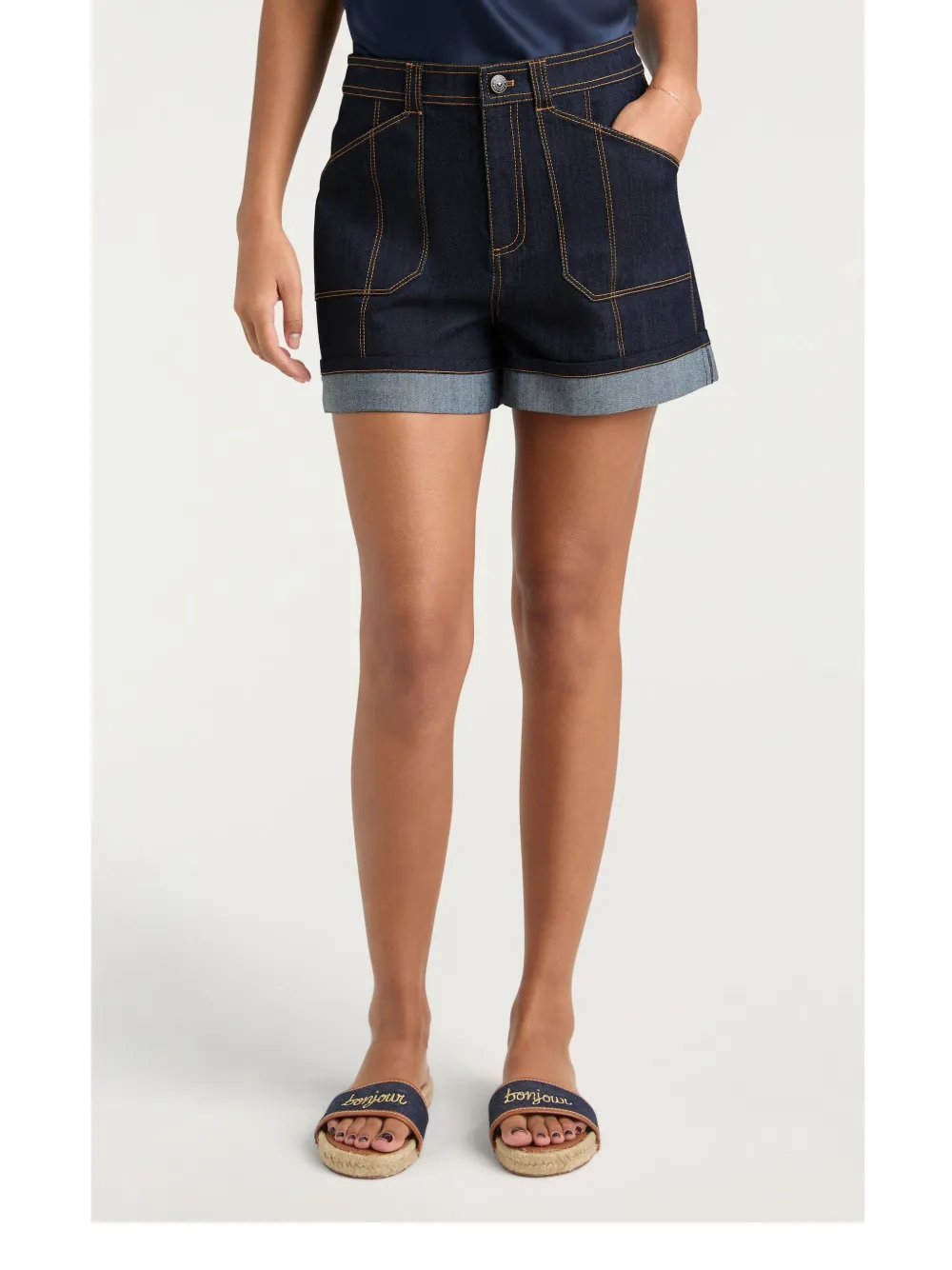 Cinq A Sept Benji shorts met manchetten Blauw