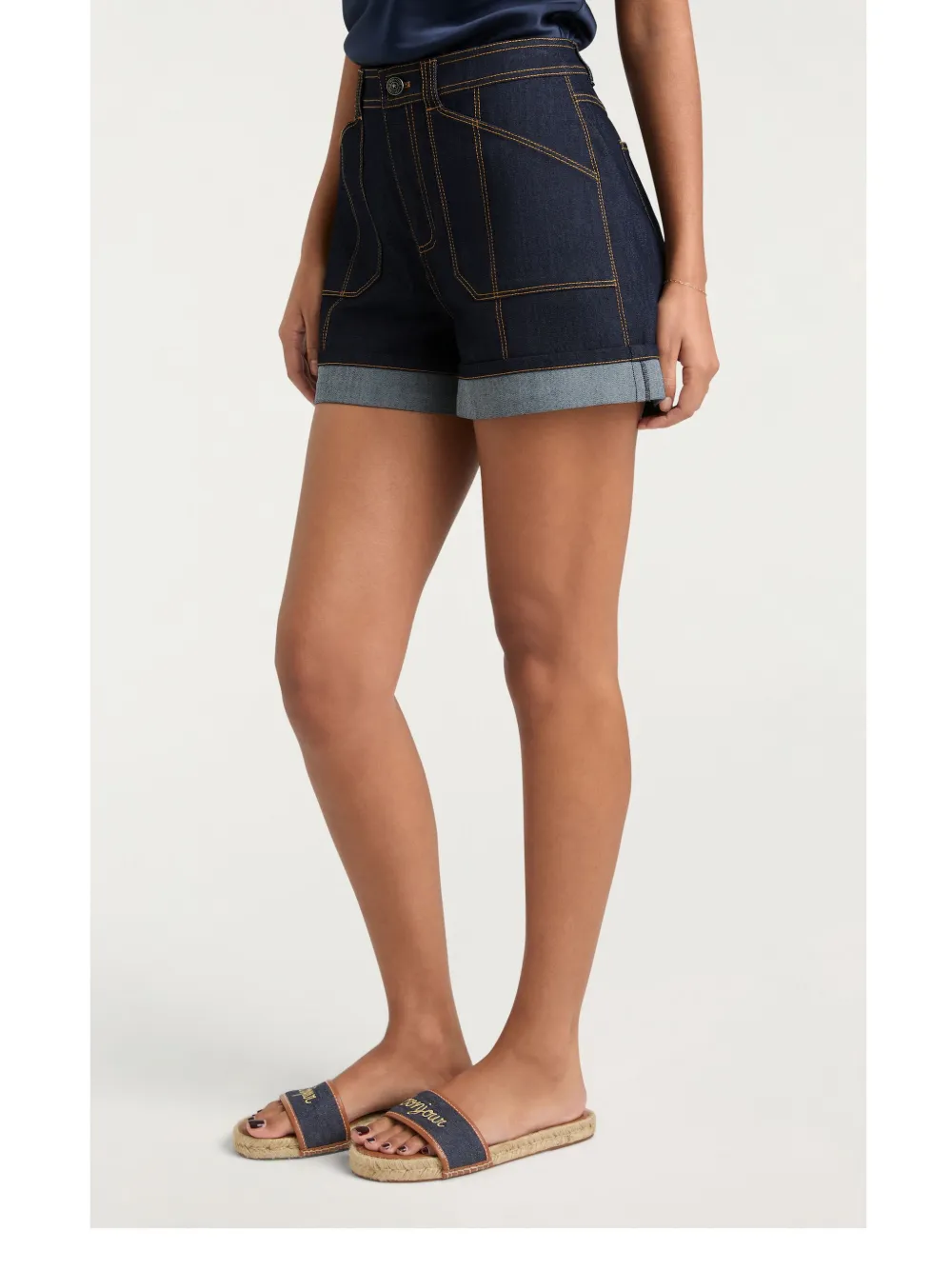 Cinq A Sept Benji shorts met manchetten Blauw