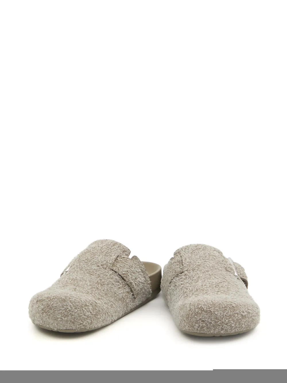 Loewe Ease Buckle Suede Mules In Green