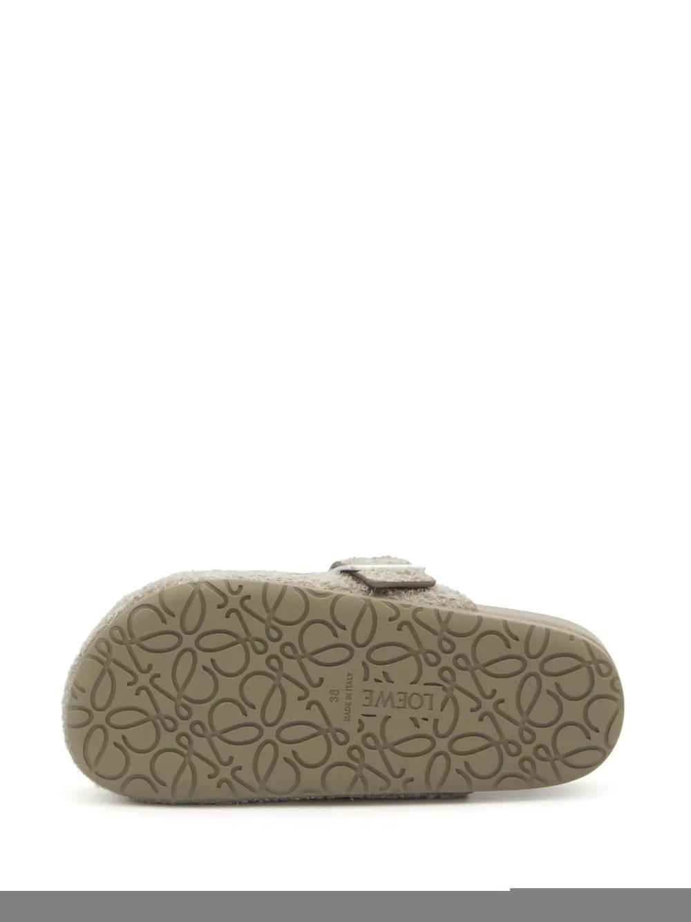 Loewe Ease Buckle Suede Mules In Green