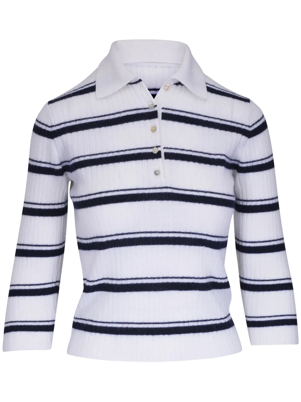 Vince Gestreepte polotrui Wit