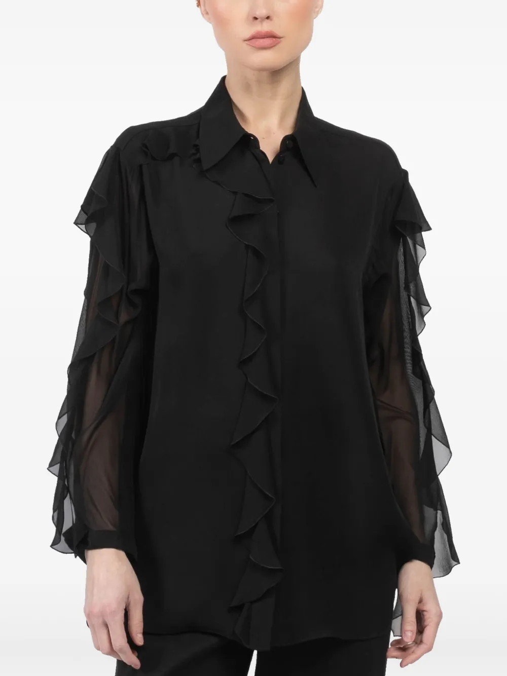 Shop Dorothee Schumacher Sheer Twist Blouse In Black