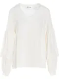 DI.LA3 PARI' puff-sleeve silk blouse - White