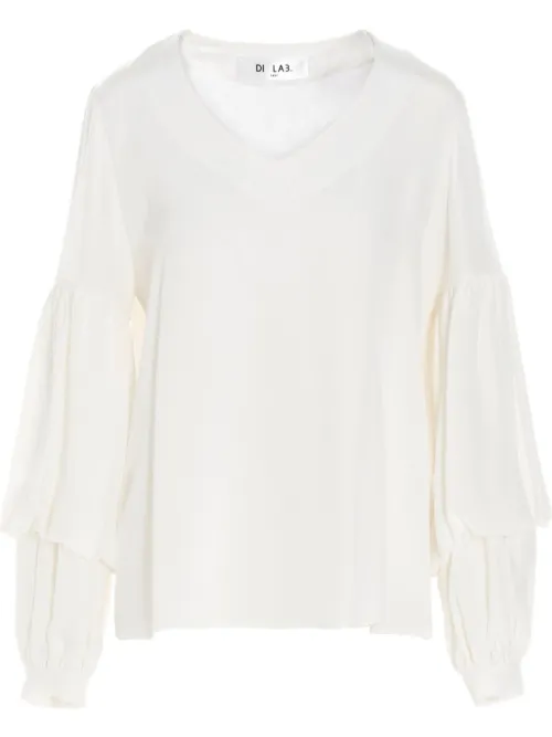 Blouse en soie à manches bouffantes - DI.LA3 PARI' - Modalova
