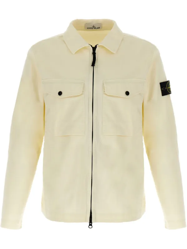 Stone Island Compass-badge Shirt Jacket Yellow FARFETCH EG