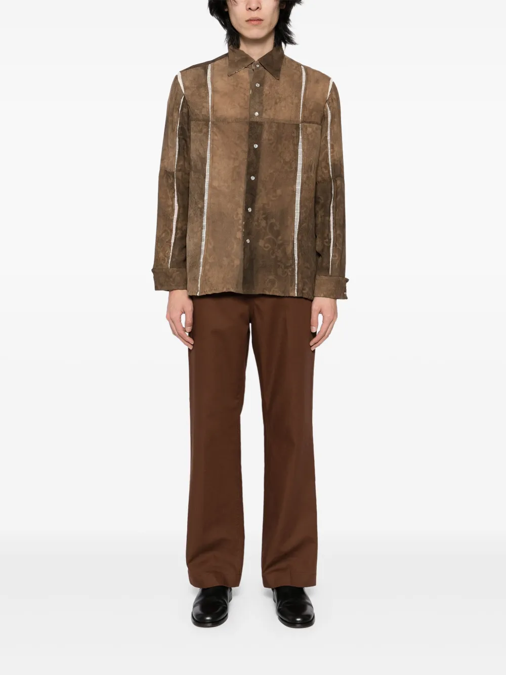 COMMUNS panelled shirt - Bruin