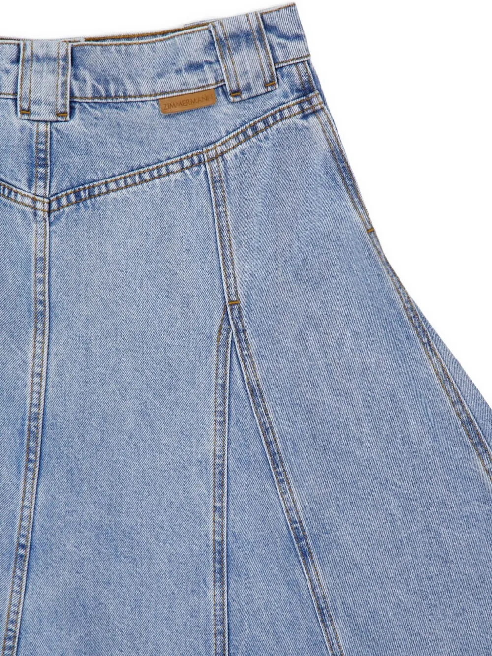 Shop Zimmermann Denim Flared Skirt In Blue