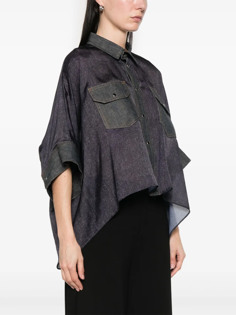 sacai Blouse met semi-doorzichtige vlakken Blauw